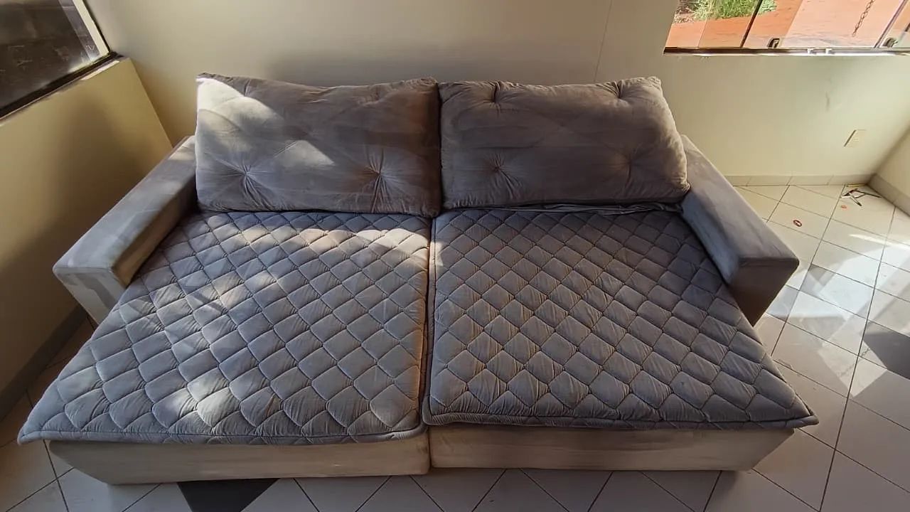 Sofá completo beige vira cama  - Foto 2