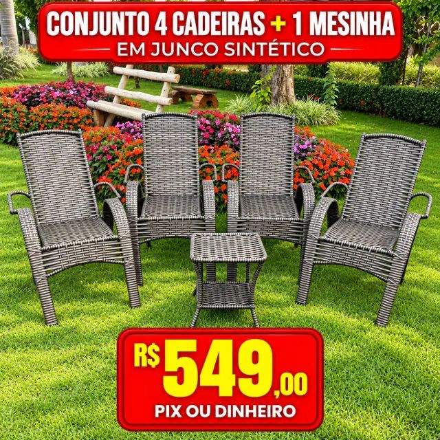 CONJUNTO DE CADEIRA EM JUNCO SINTÉTICO