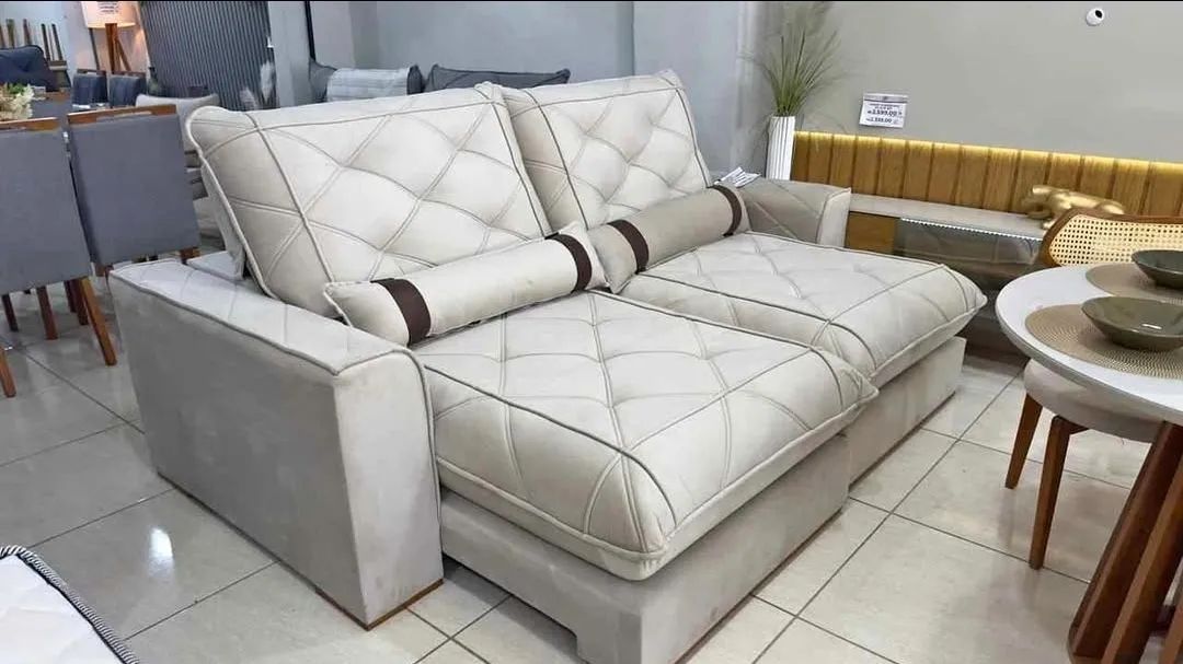 SOFÁ RETRÁTIL E RECLINÁVEL 2,50m Vicam029 Molas ENSACADAS   - Foto 5