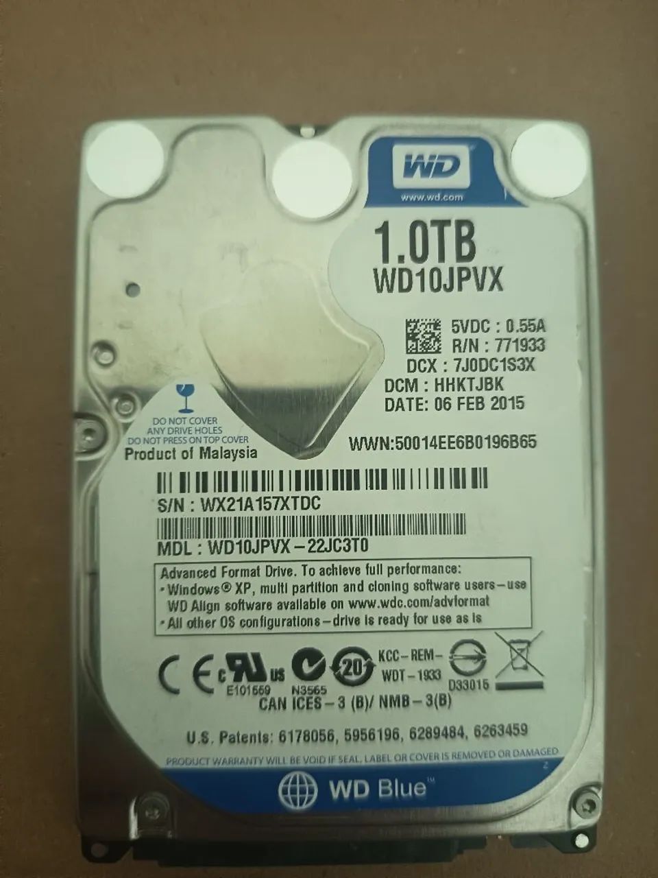 HD para notebook de 1tb WD BLUE 
