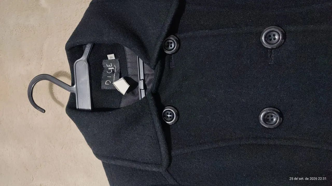 Casaco de lã preto feminino  - Foto 2
