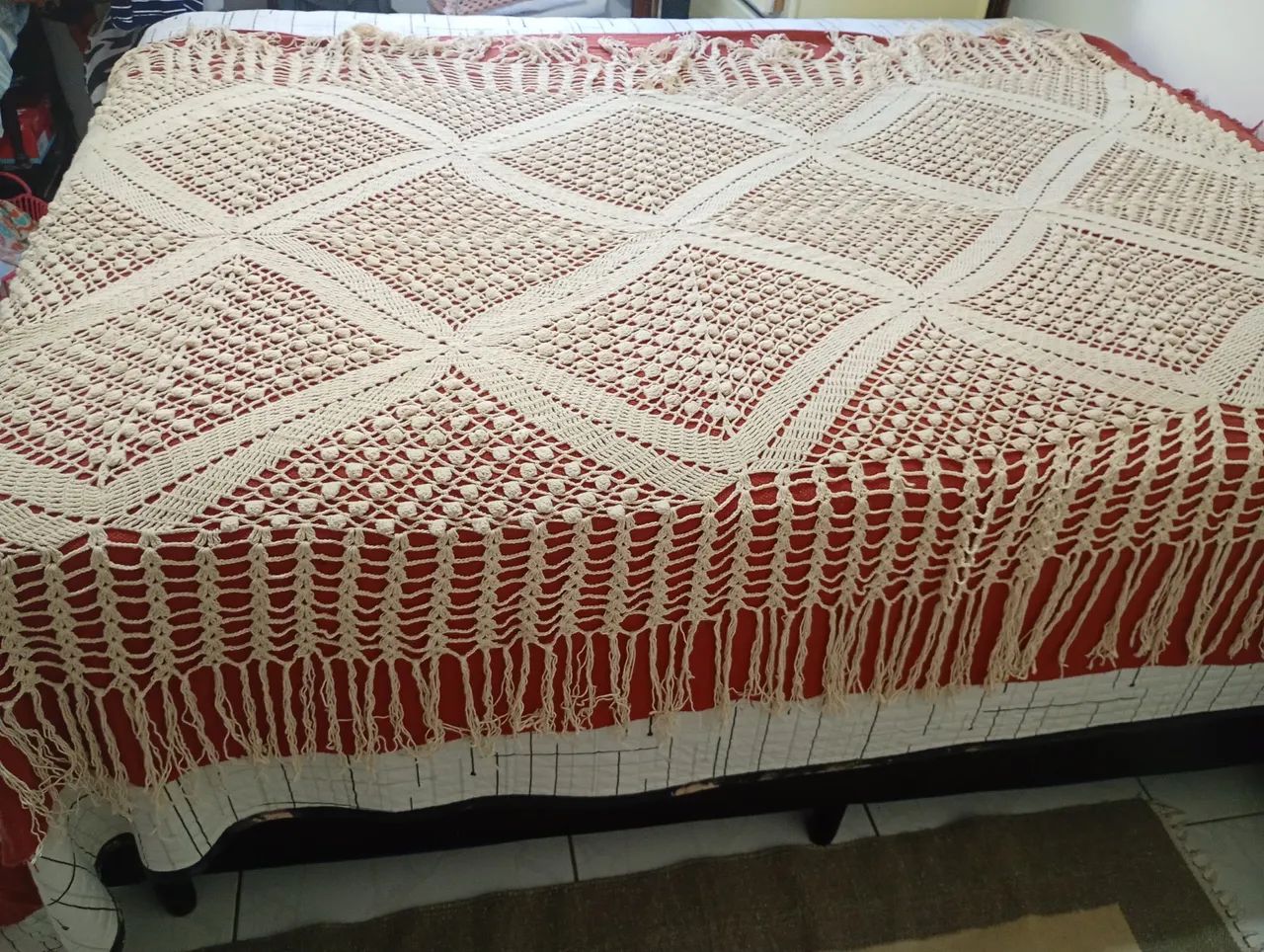 Colcha em crochê para cama de solteiro 
