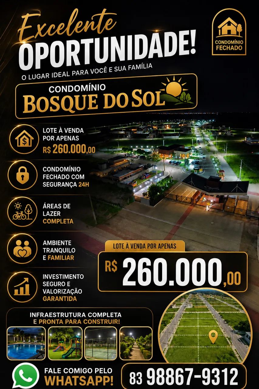 Lote a venda no Condomínio Bosque do Sol