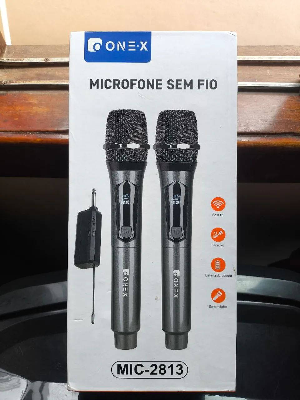 Kit de Microfone Sem Fio Duplo One-X MIC-2813 