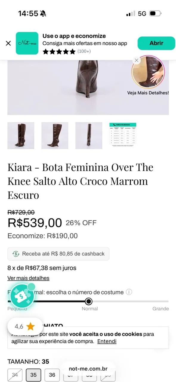 Bota Feminina Over the knee - Foto 5