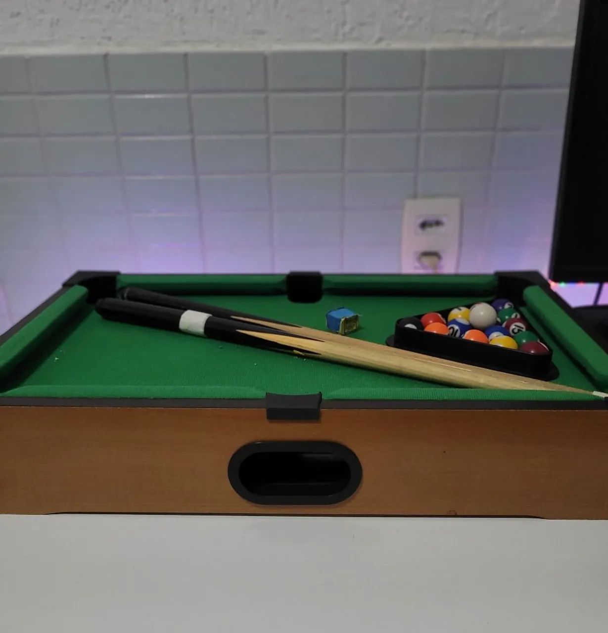 Mini Mesa Bilhar Sinuca Completa Mesa De Snooker Tecido Verde - Foto 4