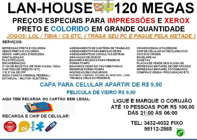 Lan-house Conex@o faça aqui sua copias e impressões e economize