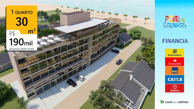 PE | 1 Quarto | 30m² | Flat em Porto de Galinhas