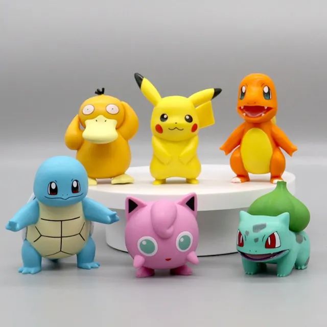 Bonecos Pokemon Coleção 6 pcs Pikachu Charmander Bulbasaur Squirtle Psyduck Jigglypuff - Foto 6
