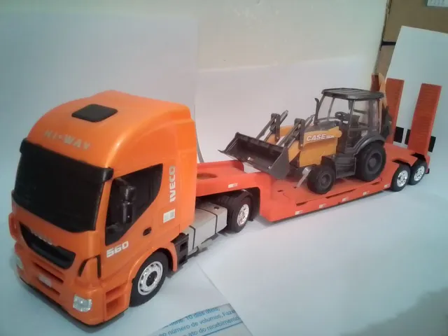 Carreta Bitrem Scania Bau de Madeira Brinquedo Cocacola 7 Eixo 1,25m