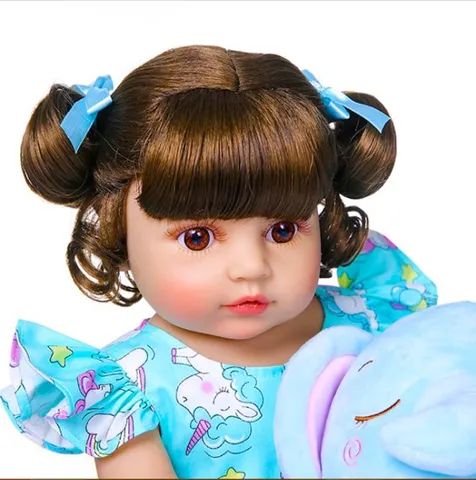 Boneca Bebê Reborn Menina Parece Real Toda Em Silicone 55 Cm