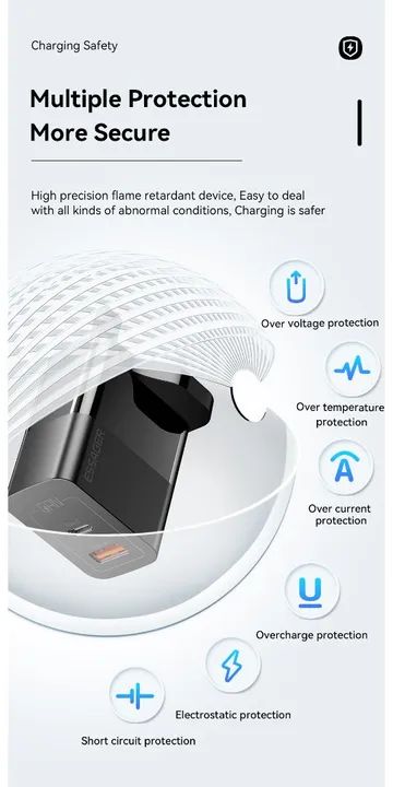 Carregador Rápido 33W Essager GaN USB-A + Type-C - Foto 3