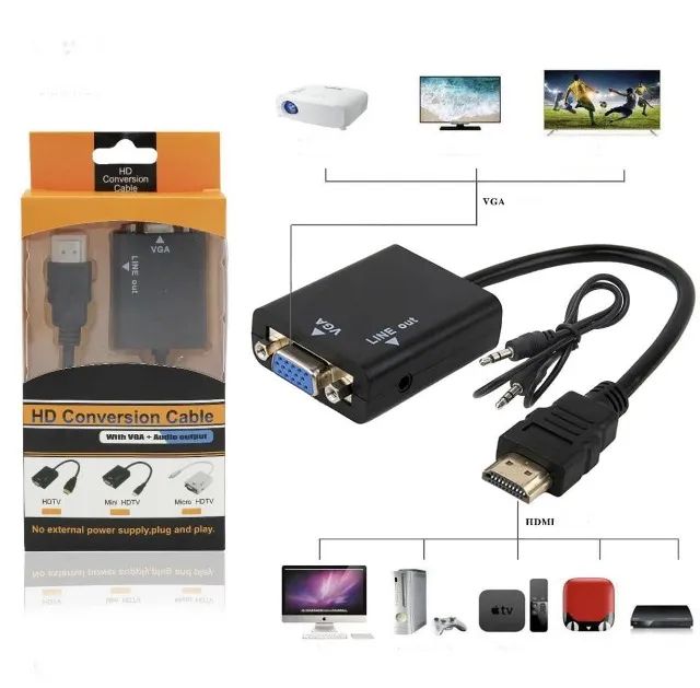 Adaptador Conversor Hdmi Para Vga Com Saída De Áudio P2 - Foto 5