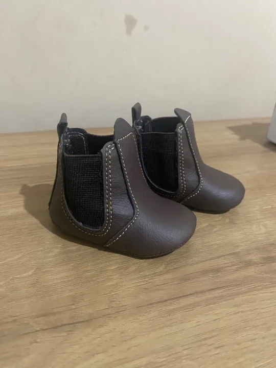 Bota de Bebê - Couro - Marrom - N°14