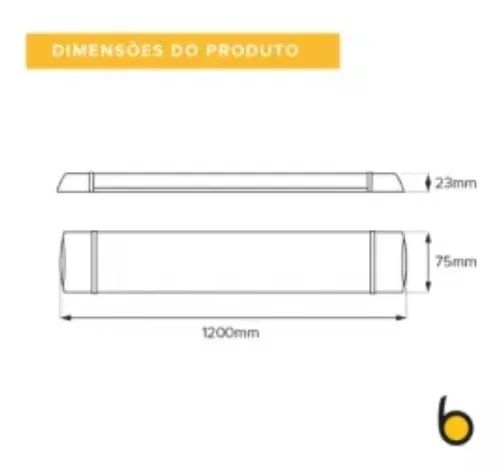 LUMINÁRIA LINEAR LED SLIM 36W IP20 120CM - Foto 2