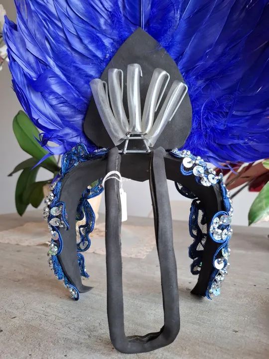 Tiara para festas de penas azul da Tailândia para s. - Foto 2