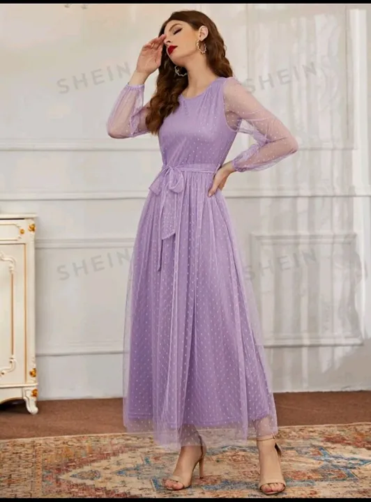 Vestido de festa roxo com bolinhas TAM 36 a 38