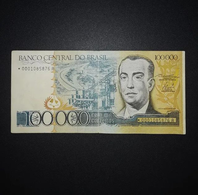 Cedula 100000 cem mil cruzeiros reposicao asterisco