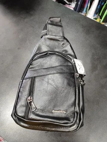 Bag de couro preta e marrom transversal 