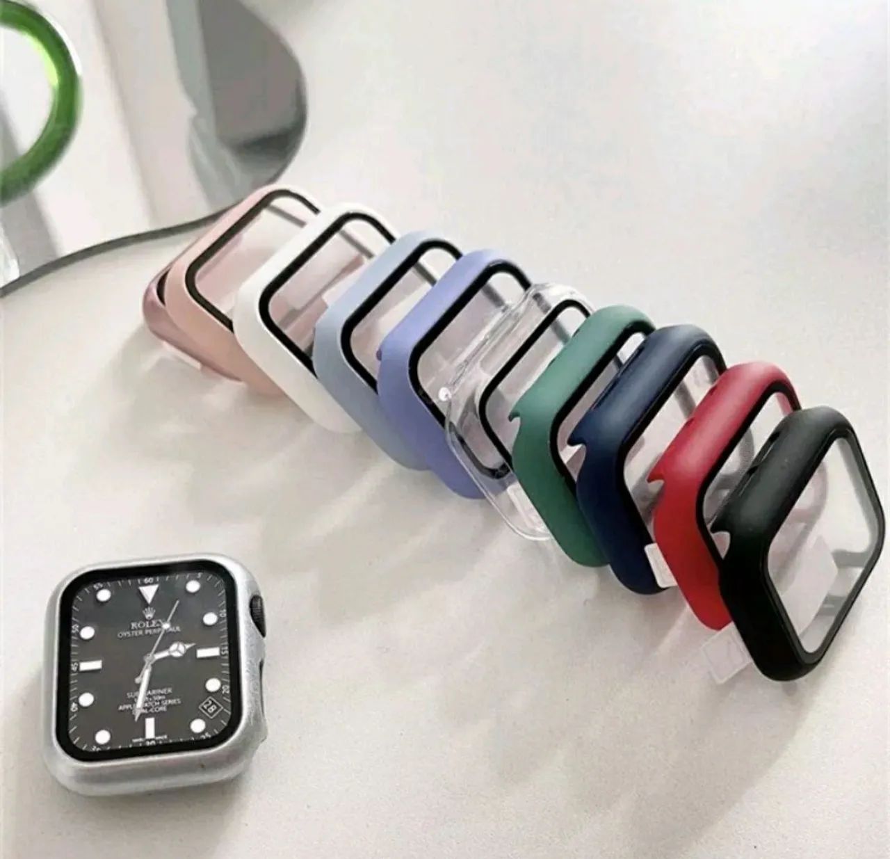 Case de Proteção C/Vidro Temperado Apple watch e Linha IWO. Várias Cores