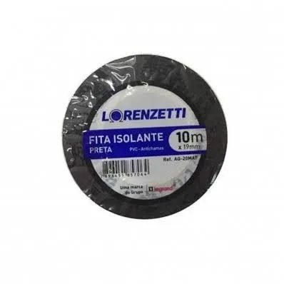 Kit com 10 Fitas Isolantes Preta Lorenzetti 10m PVC antichamas