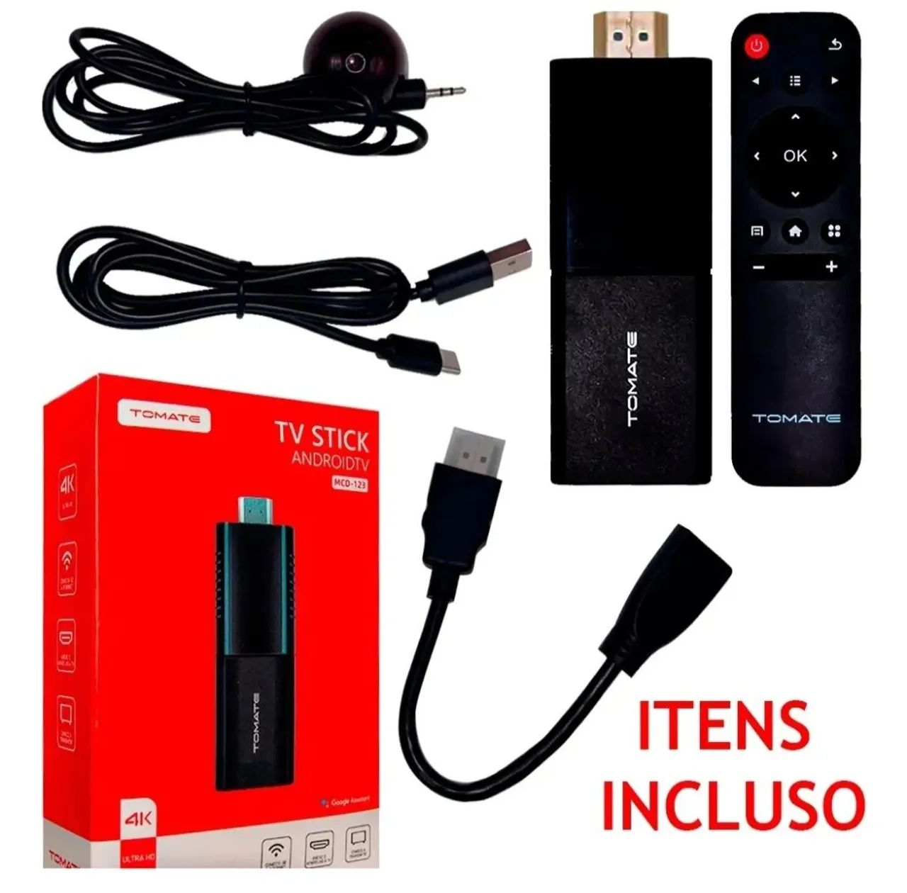 TV Stick 4K UHD AndroidTV - Tomate (Preto) - Foto 5