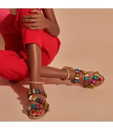 LUIZA BARCELOS - Sandália Rasteira Flower com Dourado
