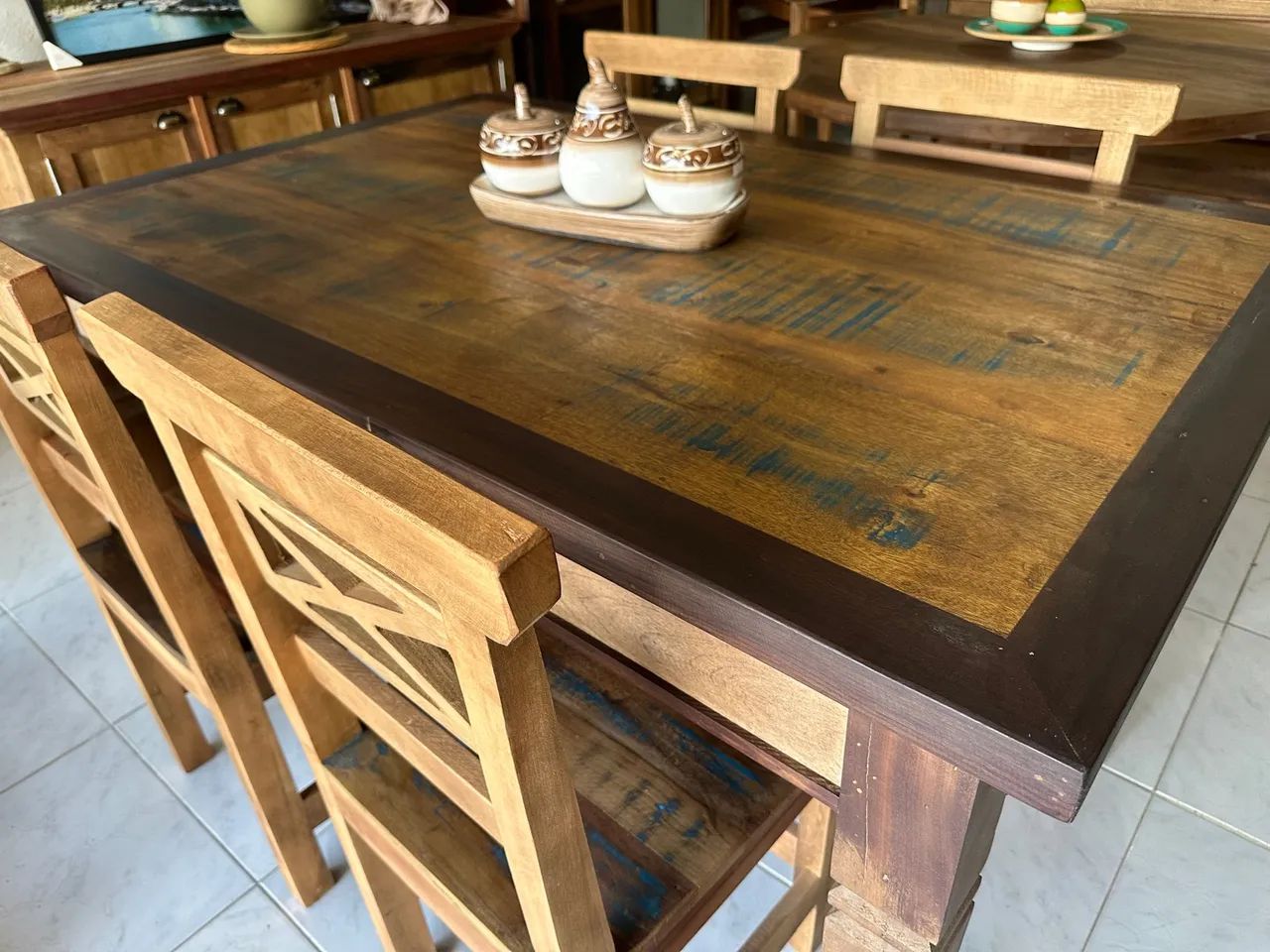 Mesa de Jantar Rústica em Madeira Maciça - Foto 2