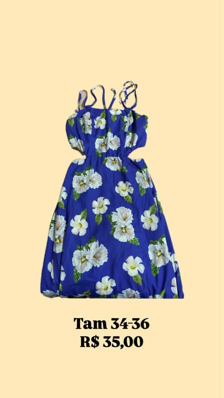 Vestido Azul Floral Tam 34-36