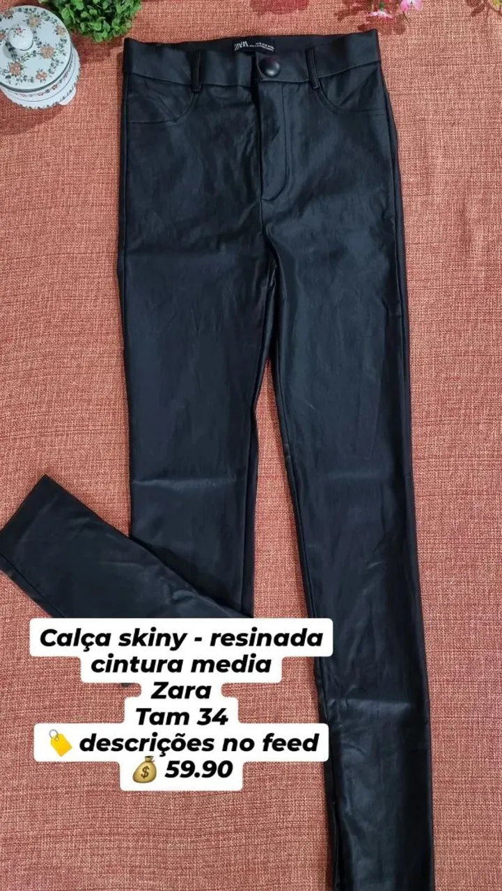 Calça Skinny - Resinada Zara - Tamanho 34