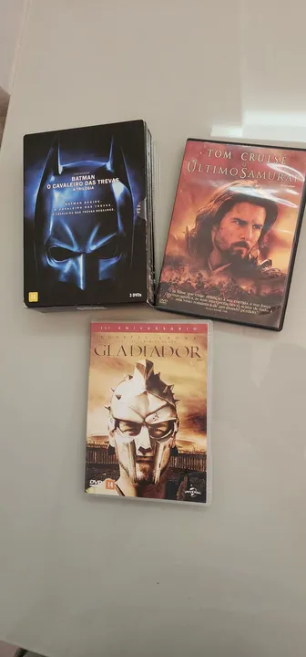 5 DVDs - Trilogia Batman, Gladiador e Último Samurai