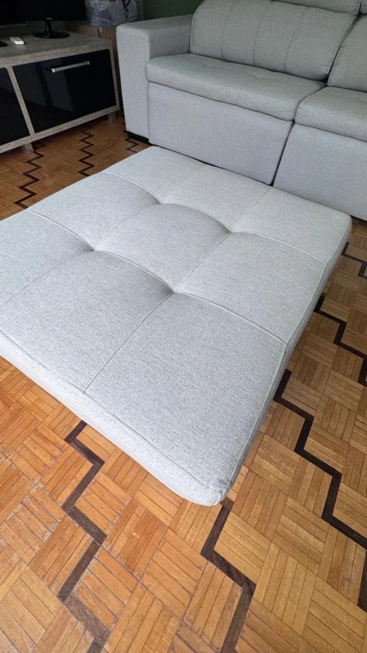 Puff Law Tok Stok de Linho Cinza Usado em perfeito estado