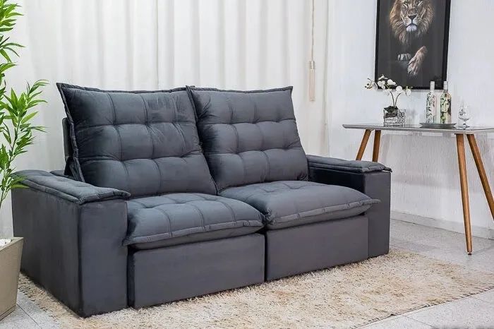 Sofá Retrátil Reclinável 2.10m Veludo D33 e Molas Ensacadas - Foto 2