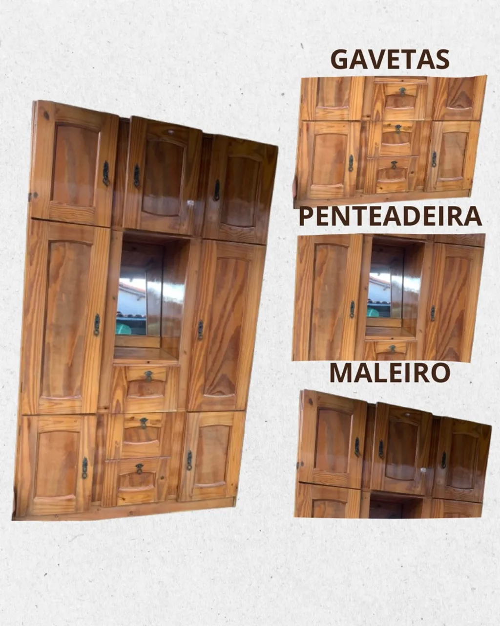 Guarda-roupa de madeira maciça - Pinho | Solteiro