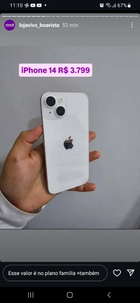 iPhone 14 normal novo lagrado