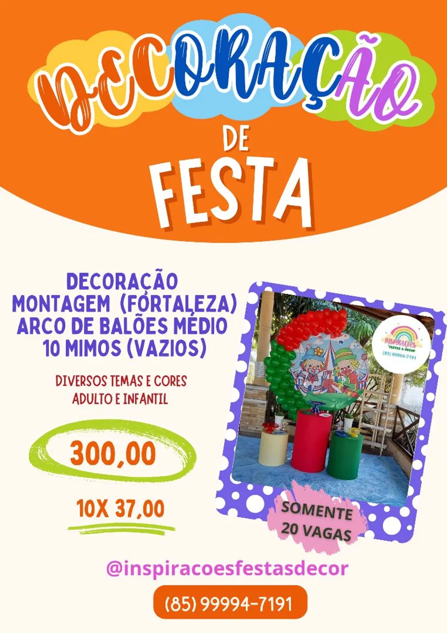 DECORAÇÃO DE FESTA COM MONTAGEM E ARCO DE BALÕES