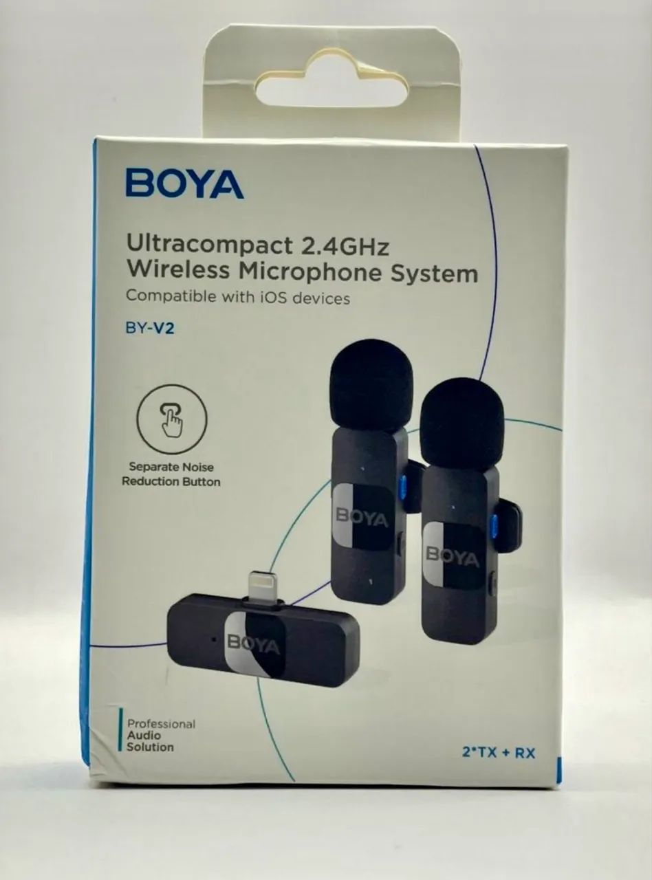 2 Microfones de Lapela Sem Fio - Transmissor de áudio BY-V1 para iPhone e iPad - Foto 6