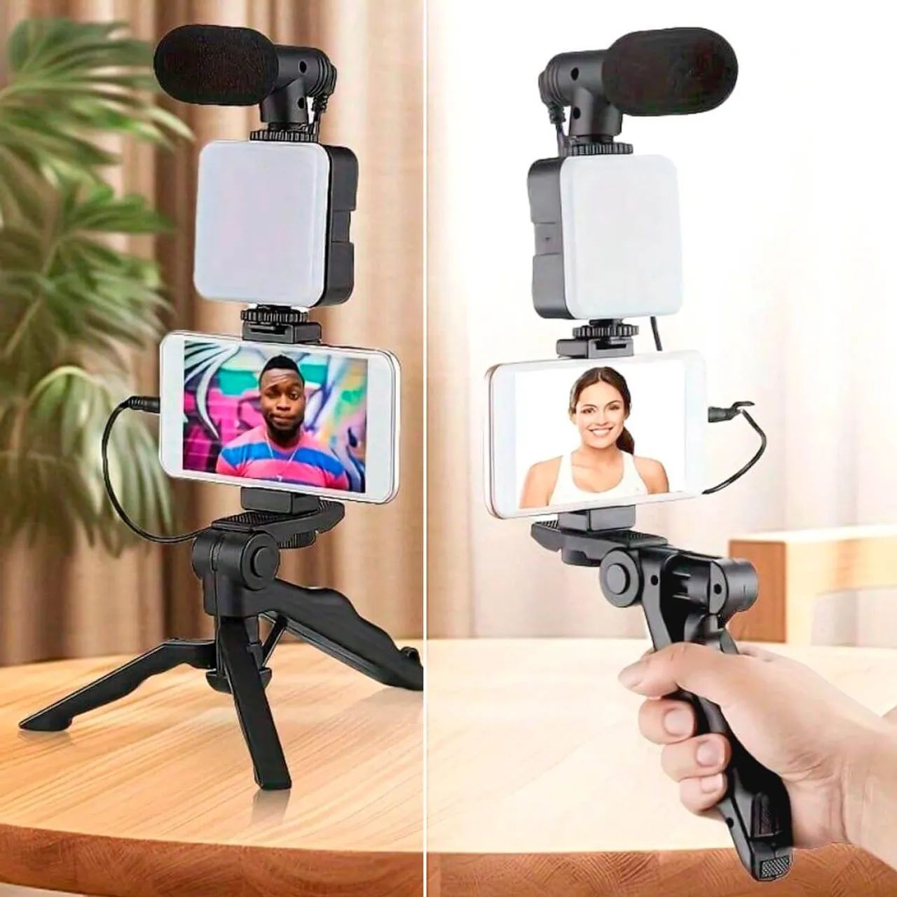 Kit de Gravação 5 em 1 para Celular Tripé, LED, Microfone e Controle Remoto Novo/Nota - Foto 2