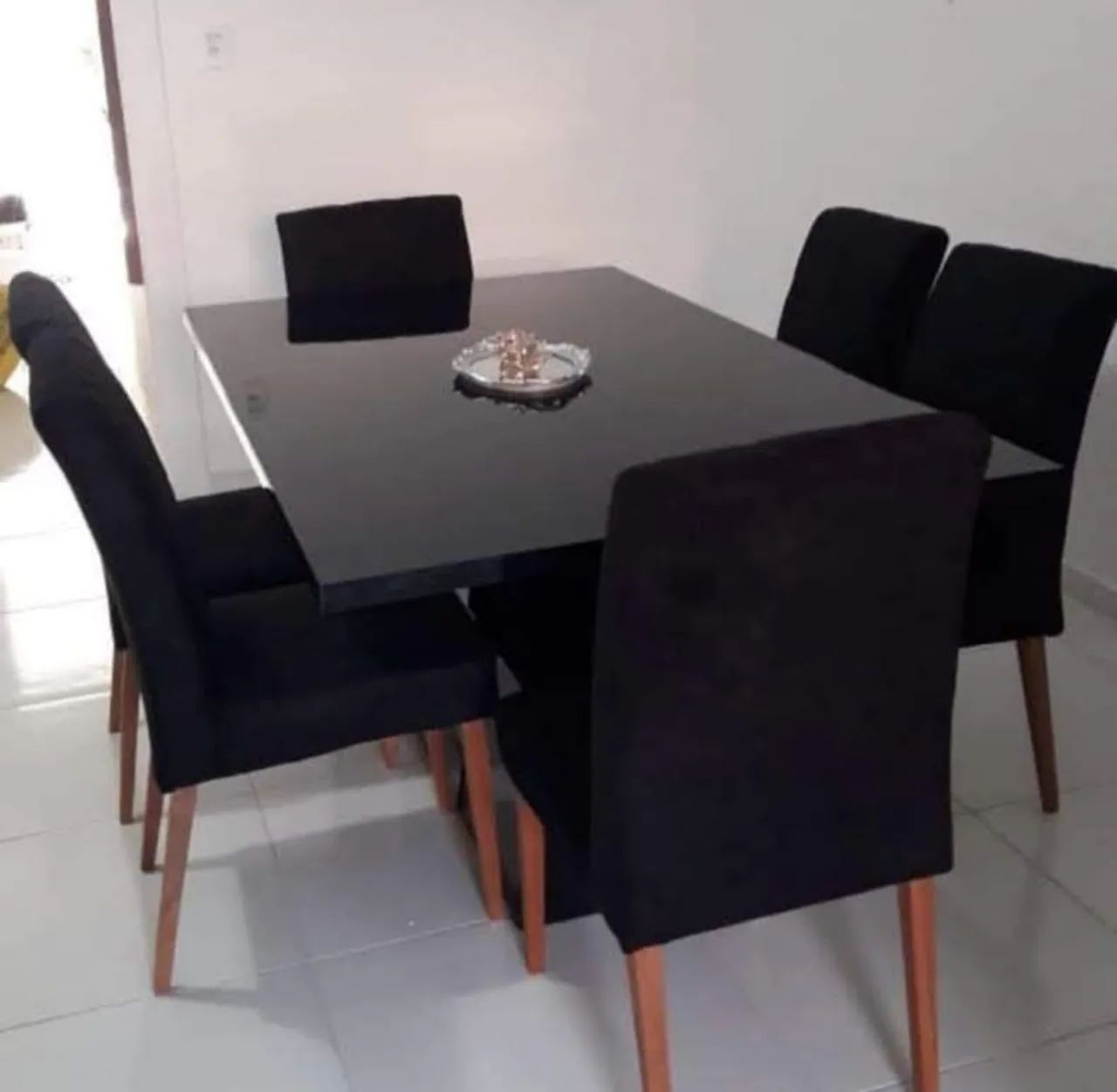 Mesa de jantar tampo de vidro laqueado 6 cadeiras  - Foto 5