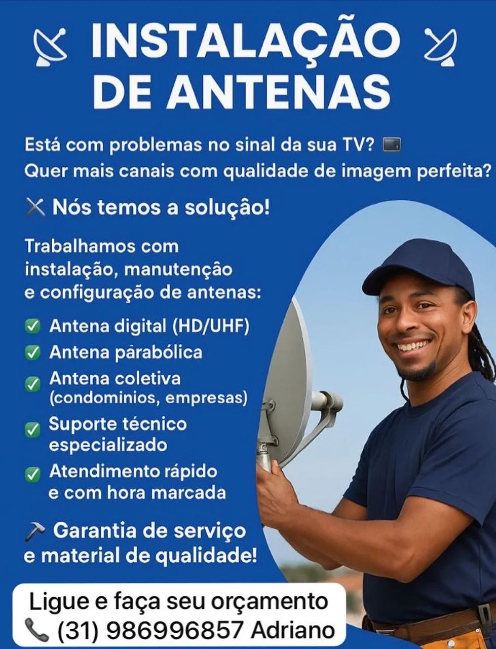 Instalador e Reparador de Seviço de Tv e cabo de Rede