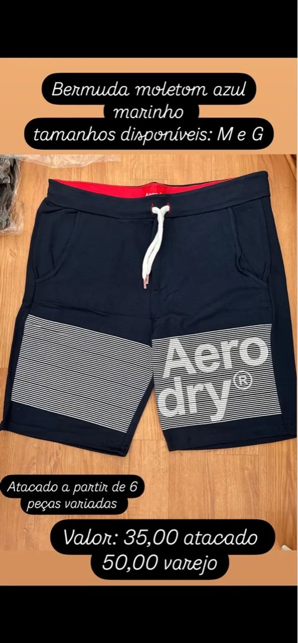 Bermuda moletom azul marinho AeroDry