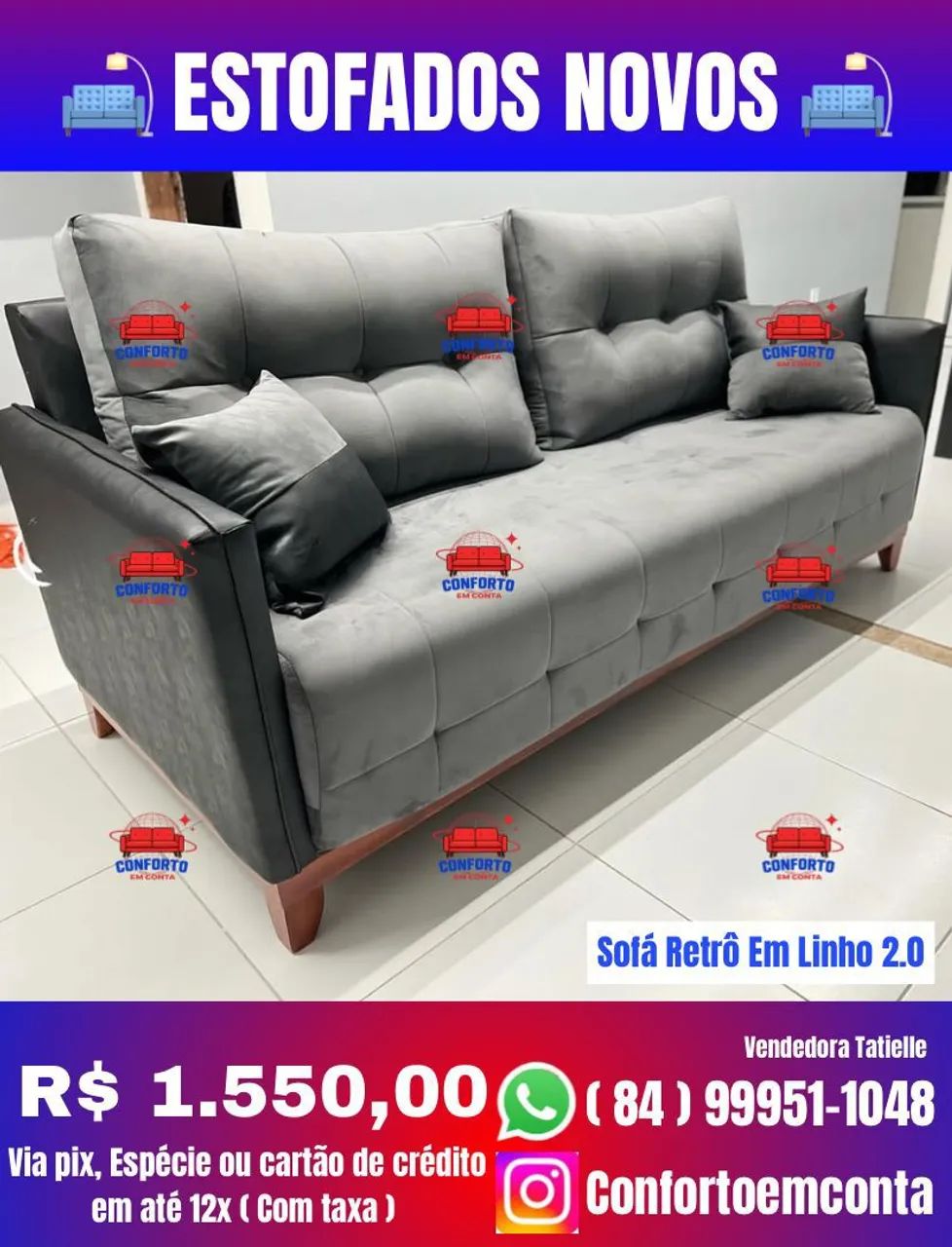 Sofá Retrô Em Linho 2.0 - Conforto e Estilo! - Foto 3