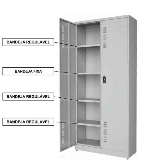 Armário Aço POP Portas PA-90 Chapa 22 1,98x0,90x0,40m Cinza Alta Resistência 18010 - Foto 4