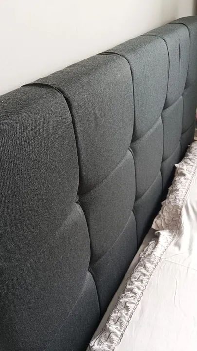 Cabeceira de Cama Casal em Suede Gray - Foto 2