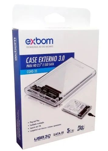 Case Transparente para HD Externo 2.5pol USB 3.0 com um HD de 500GB!