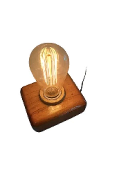 Abajur de mesa, Cubo de Madeira Maciça,   E27 Cabo 1,20m - Foto 6