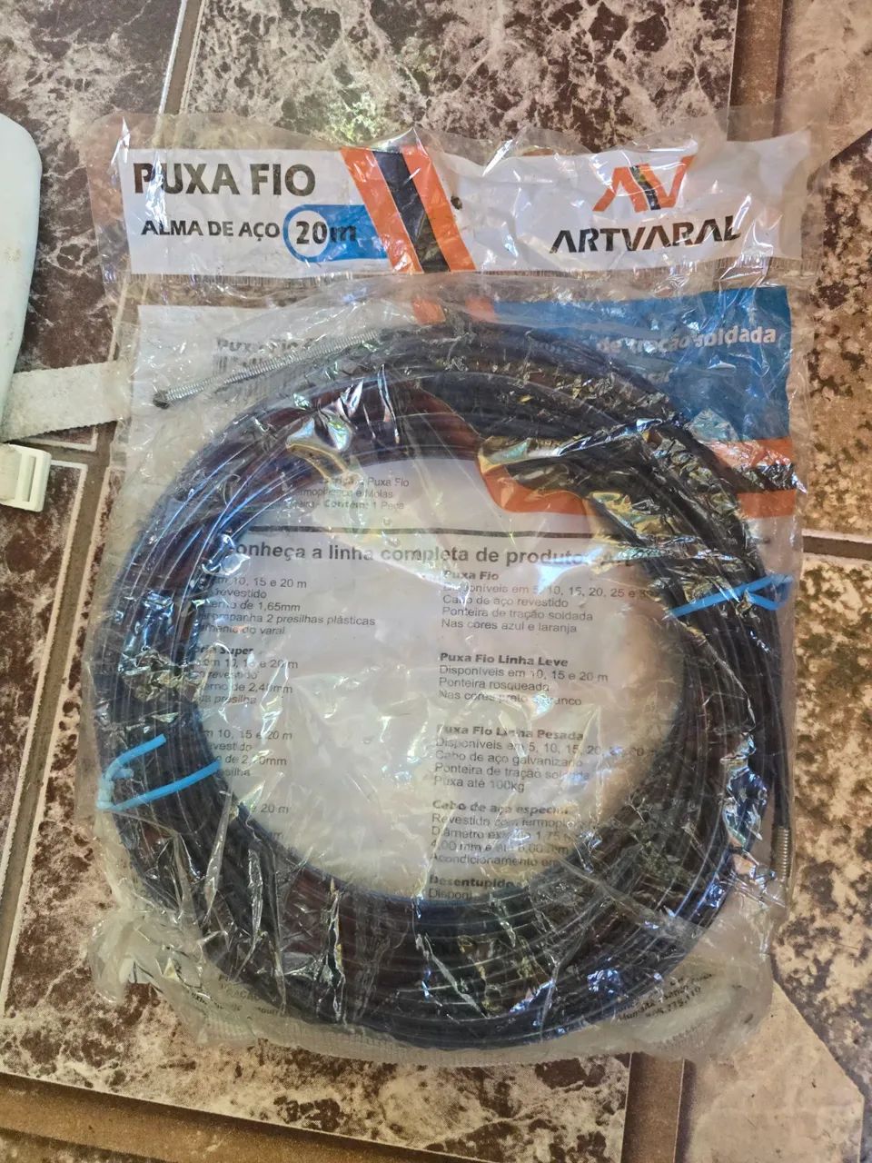 Puxa fio com alma de aço 20m novo 