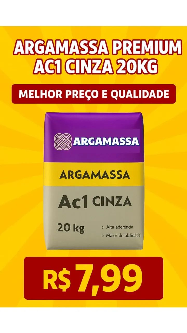 Argamassa Premium AC1 Cinza 20kg - Melhor Preço e Qualidade