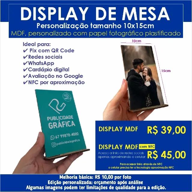 Display de Mesa MDF 10x15cm - Foto 2