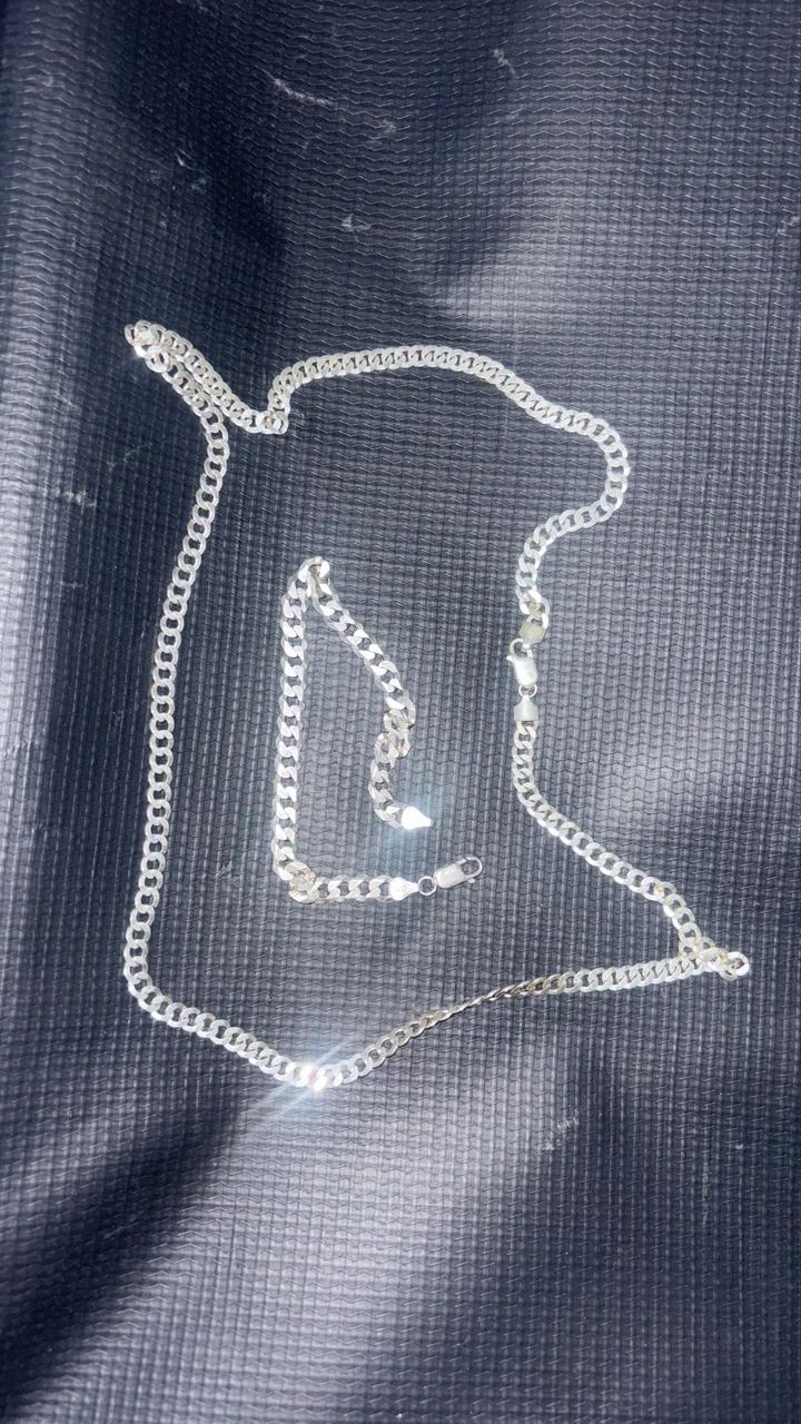 Conjunto prata corrente e pulseira 6mm